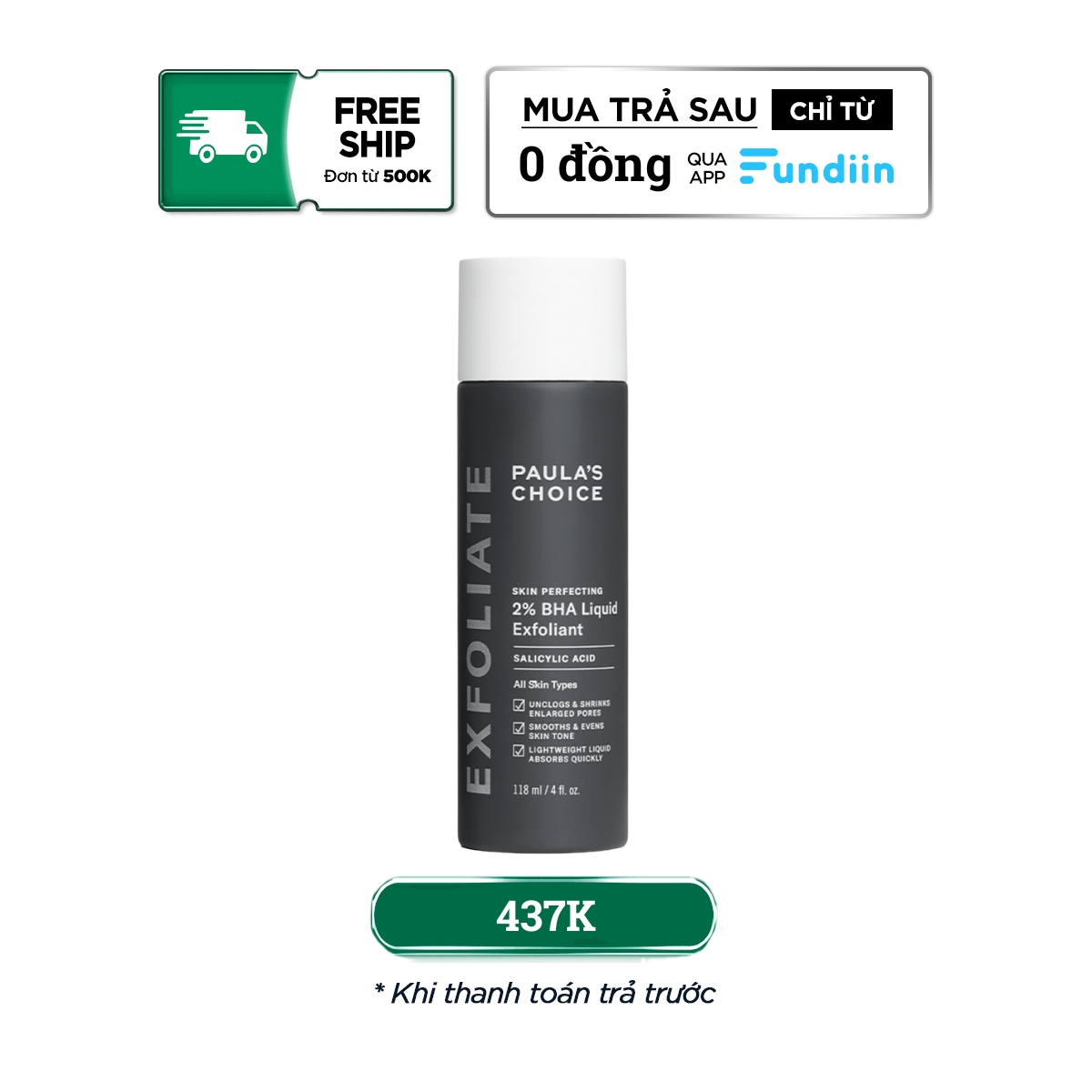 Dung dịch loại bỏ tế bào chết Paulas Choice Skin Perfecting 2 BHA